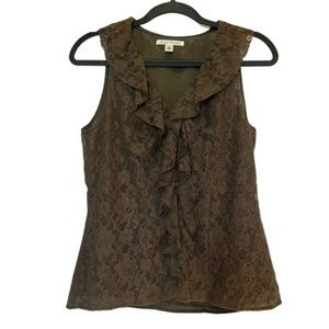 Banana Republic women’s lace olive green cross button down tank top
